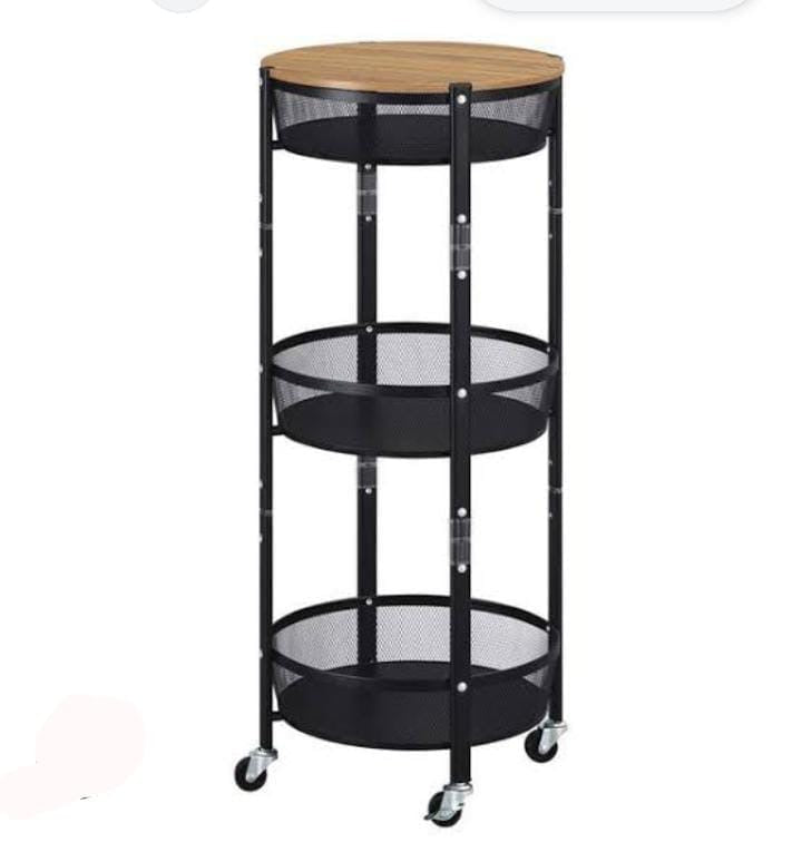 Amoura 3-Tier Rolling Storage & Side Table – Foldable Multi-Purpose Organizer