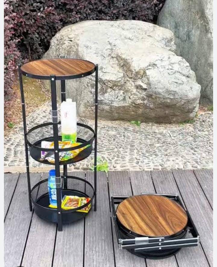 Amoura 3-Tier Rolling Storage & Side Table – Foldable Multi-Purpose Organizer