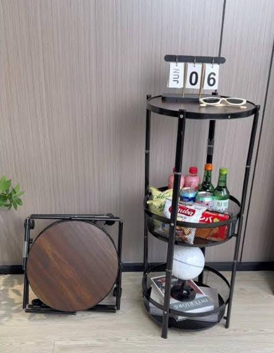 Amoura 3-Tier Rolling Storage & Side Table – Foldable Multi-Purpose Organizer